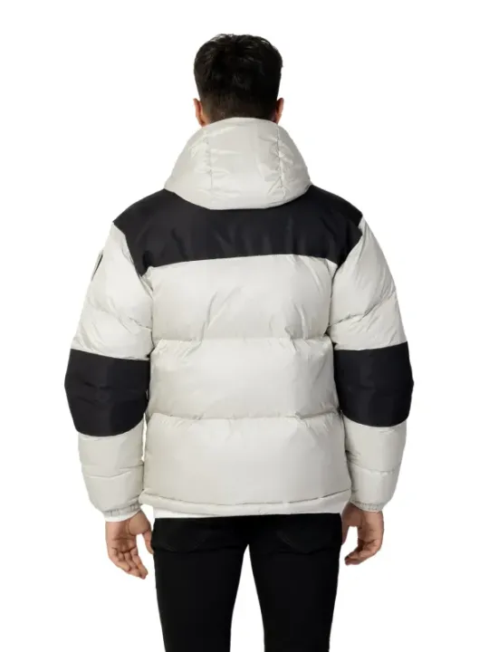 Warme blaue Winterjacke mit Kapuze