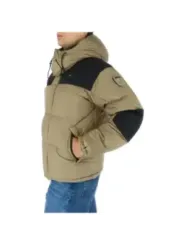 Tannfarbene Pufferjacke mit Kapuze