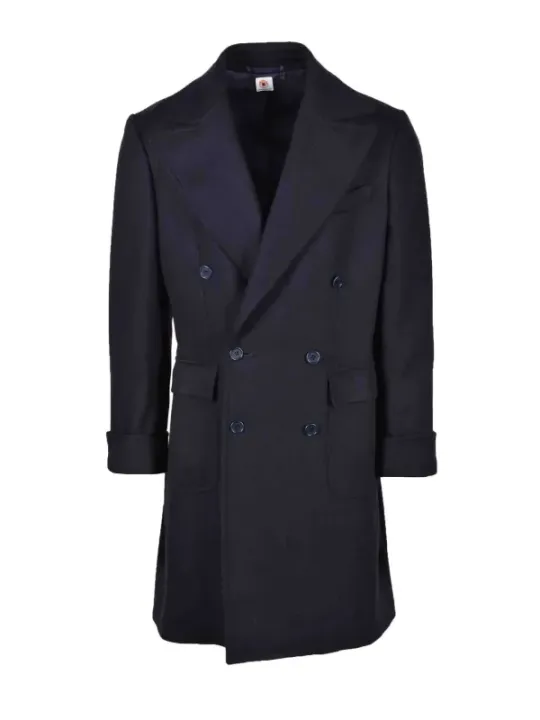 Navy Luigi Borrelli Doppelreiher-Mantel