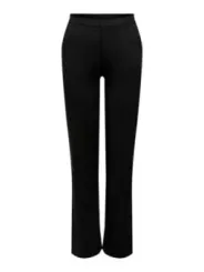 Schwarze, hochtaillierte Hosen mit geradem Bein