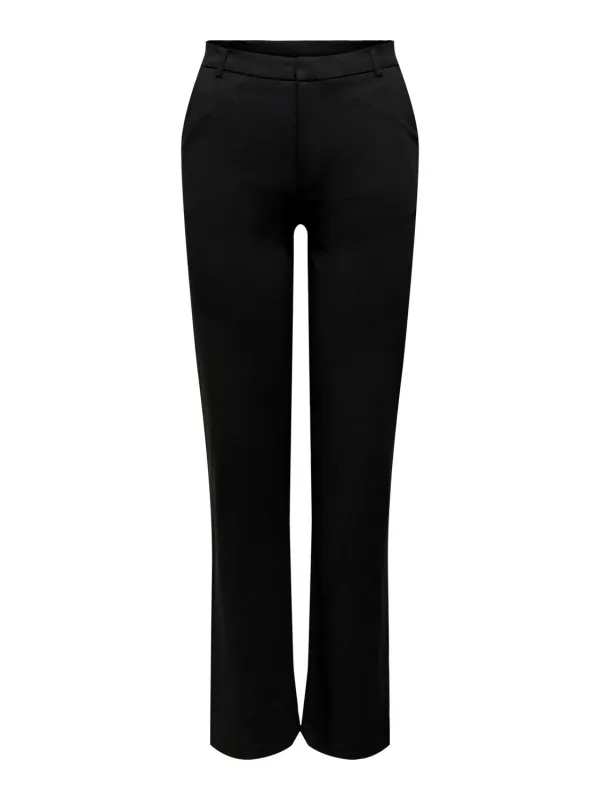 Schwarze, hochtaillierte Hosen mit geradem Bein