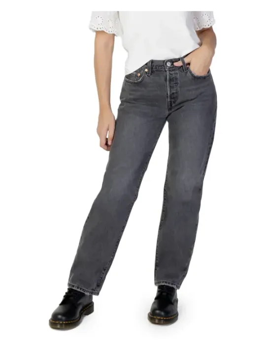 Dunkle graue Levi's Straight Leg Jeans
