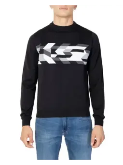 Schwarzes AM Logo Langarmshirt