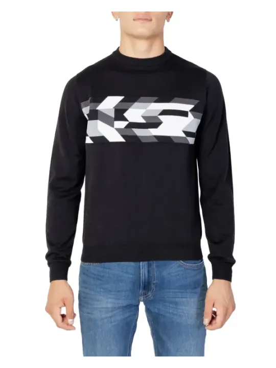 Schwarzes AM Logo Langarmshirt