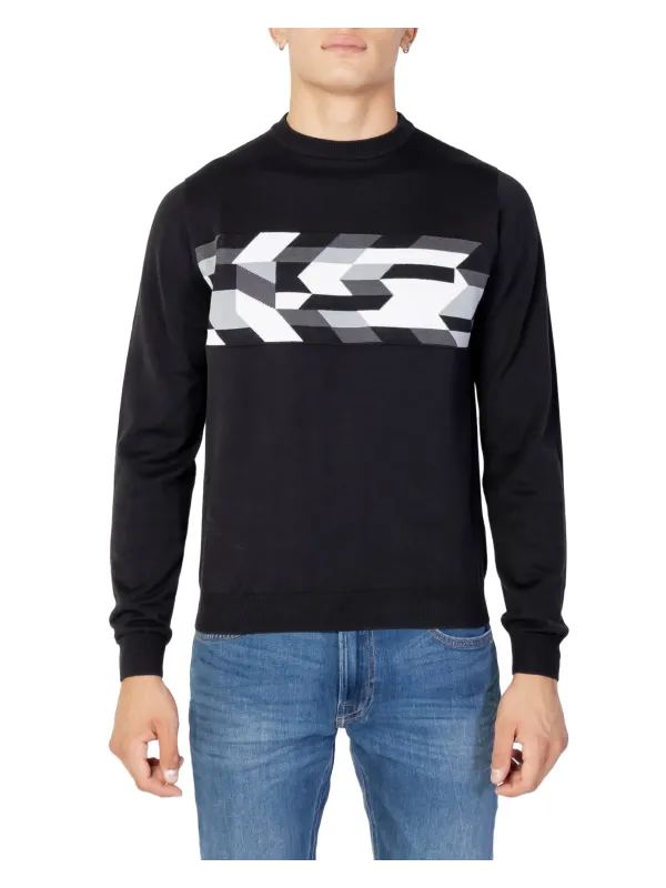 Schwarzes AM Logo Langarmshirt