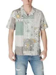 Slanke Herren Patchwork Kurzarmhemd