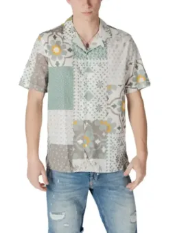 Slanke Herren Patchwork Kurzarmhemd