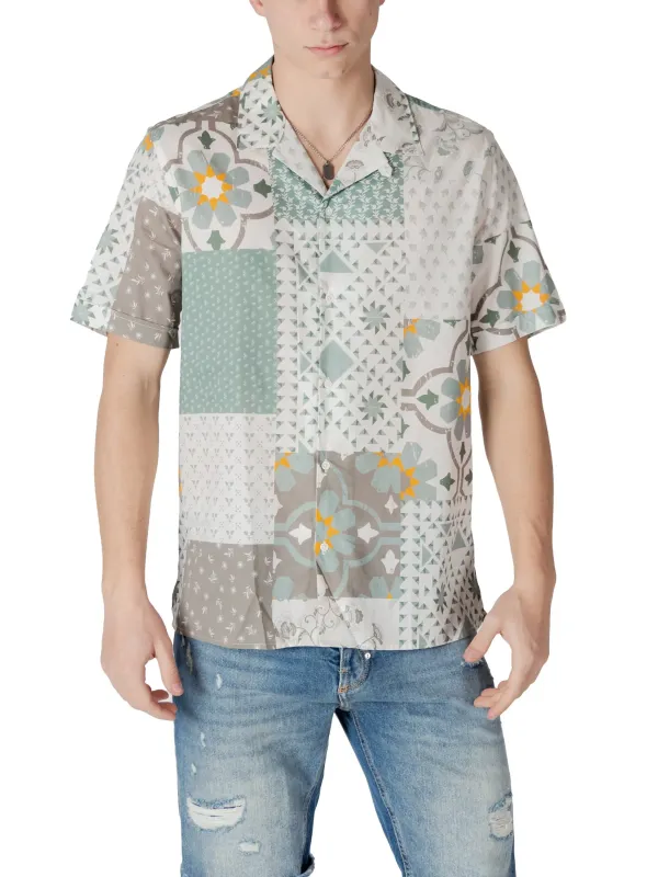 Slanke Herren Patchwork Kurzarmhemd