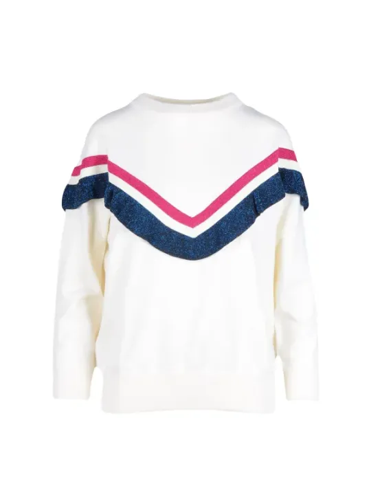 Weißer Ballantyne Strickpullover mit Streifen