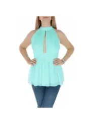Mintgrüne Chiffonbluse mit Schößchen