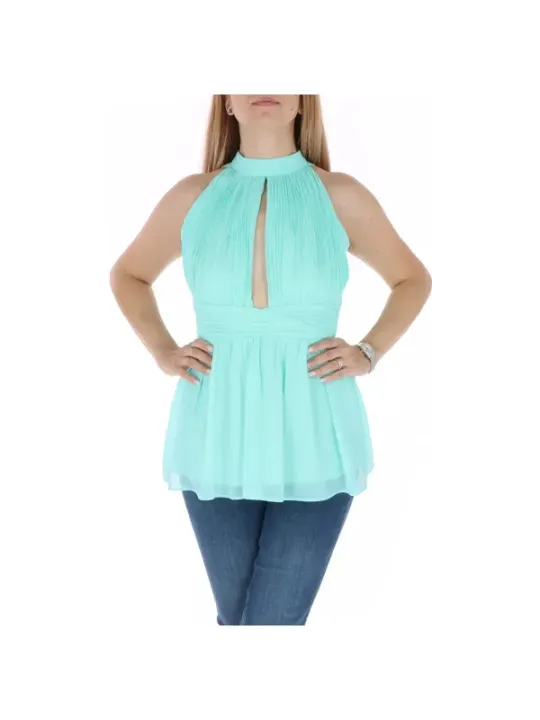 Mintgrüne Chiffonbluse mit Schößchen