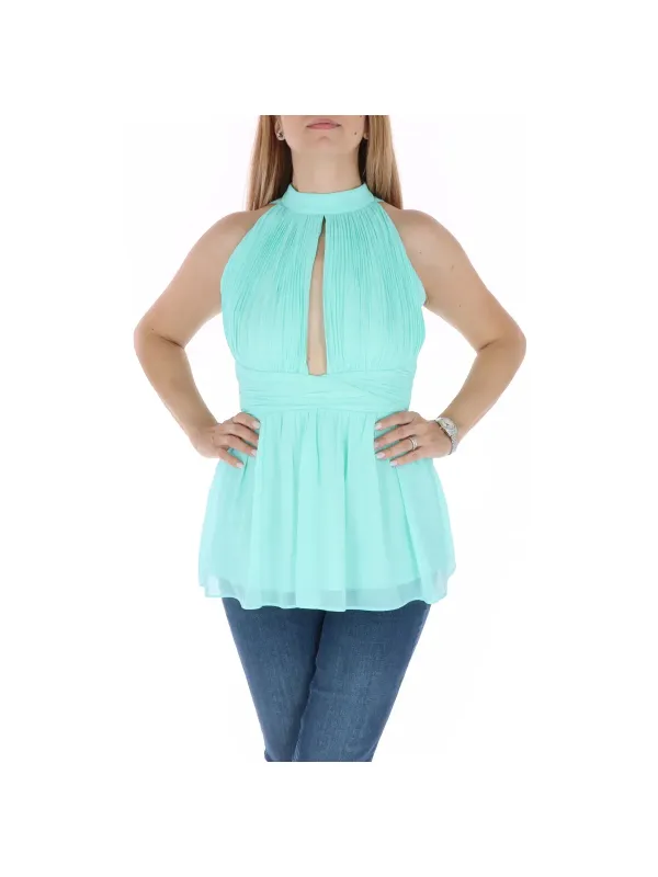 Mintgrüne Chiffonbluse mit Schößchen