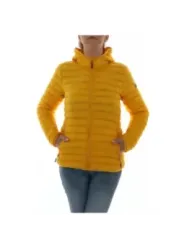 Gelbe Damen Pufferjacke mit Kapuze