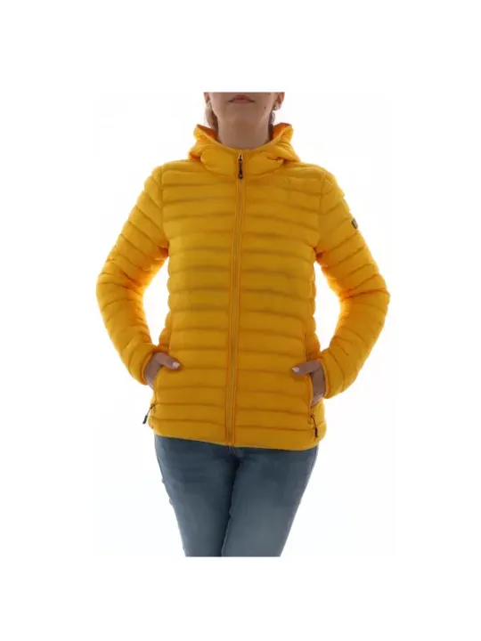 Gelbe Damen Pufferjacke mit Kapuze