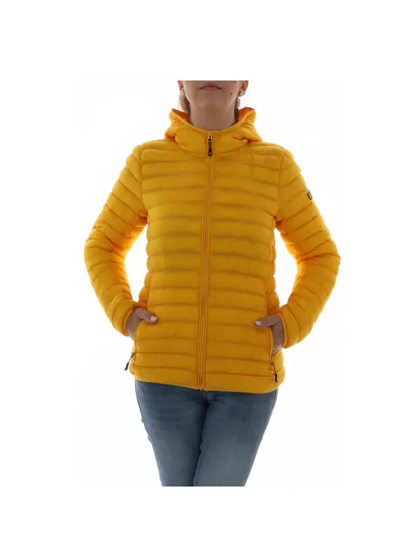 Gelbe Damen Pufferjacke mit Kapuze
