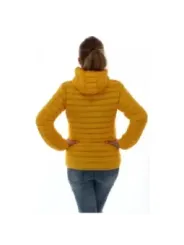 Gelbe Daunenjacke mit Kapuze