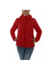 Rote Damen Pufferjacke mit Kapuze