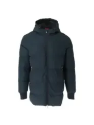 Warme, graue Daunenjacke mit Kapuze