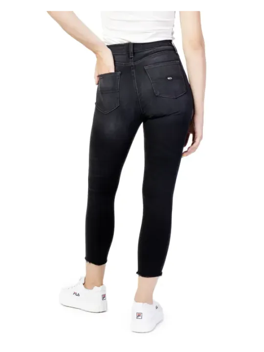 Schwarze cropped High-Waist Jeans