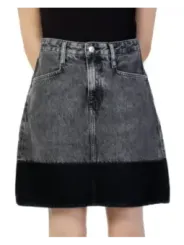 Schwarzer Denim Rock, Rückenansicht