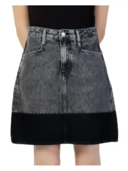 Schwarzer Denim Rock, Rückenansicht