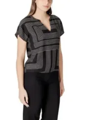 Schwarze Bluse mit geometrischem Muster