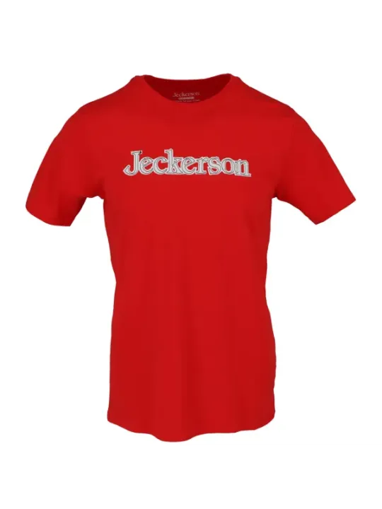 Rotes Jeckerson T-Shirt flach gelegt