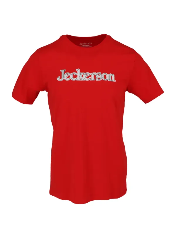 Rotes Jeckerson T-Shirt flach gelegt