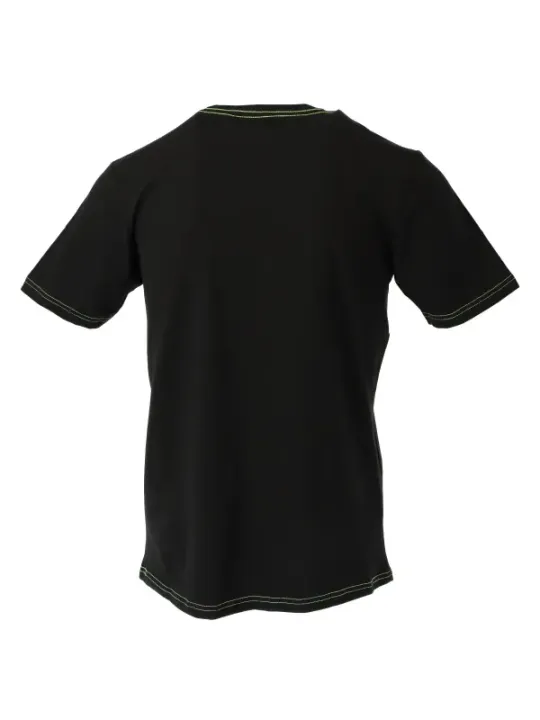 Schwarzes T-Shirt mit grünen Nähten