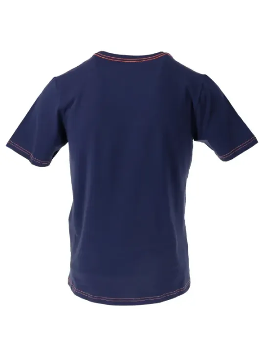 Graues Baumwoll-T-Shirt mit roten Akzenten