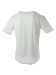 Weißes T-Shirt mit rosa Nähten
