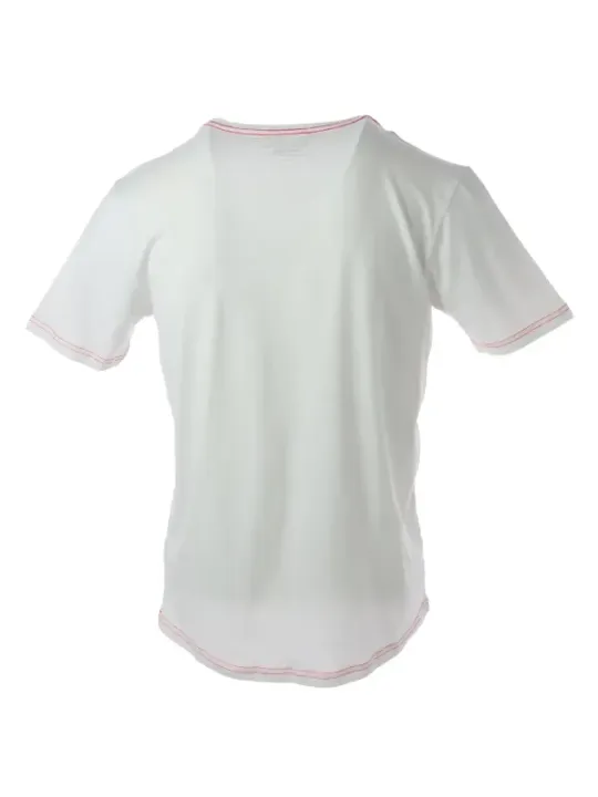 Weißes T-Shirt mit rosa Nähten