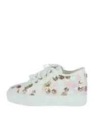 Weiße Sneaker mit roségoldenen Pailletten