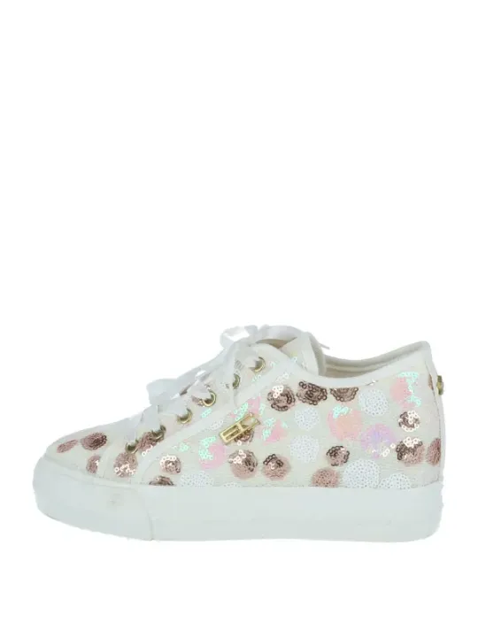 Weiße Sneaker mit roségoldenen Pailletten