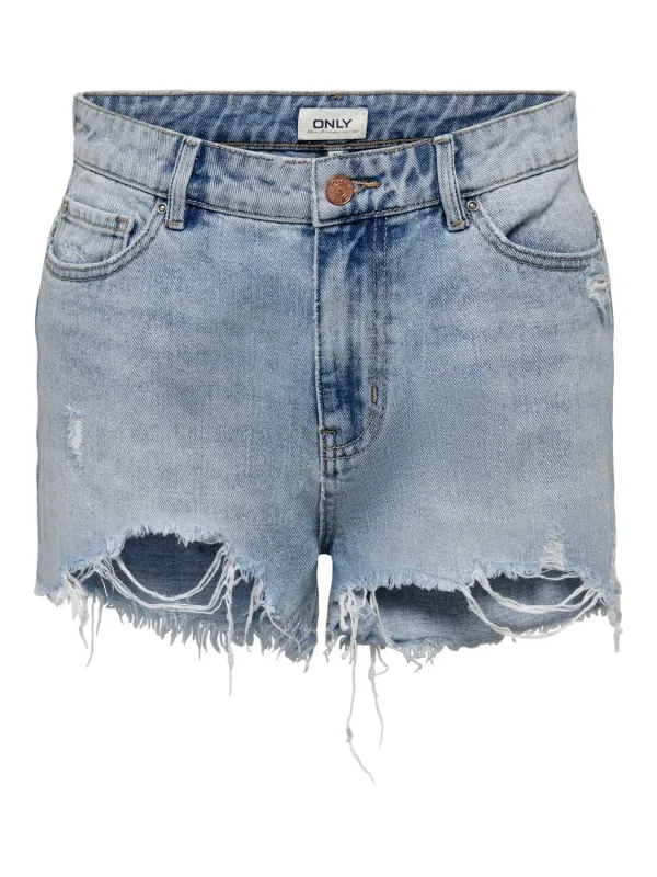 Distressed hellblaue Only Denim Shorts