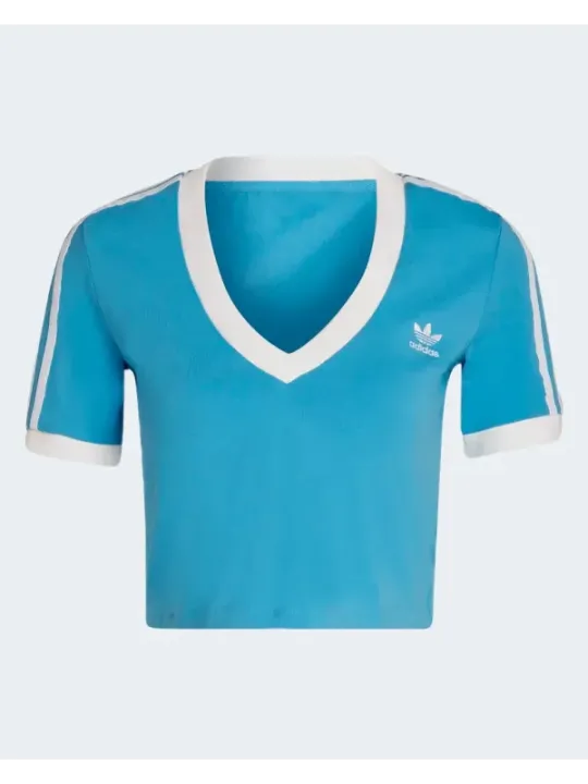 Adidas blaues V-Ausschnitt T-Shirt
