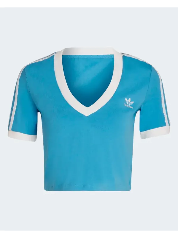 Adidas blaues V-Ausschnitt T-Shirt