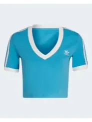 Leichtblaues Adidas Sportshirt mit V-Ausschnitt