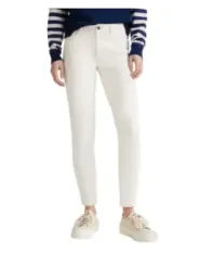 Weiße Skinny Jeans mit hohem Bund