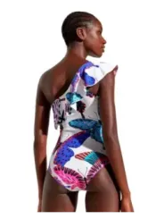 Desigual tropischer Badeanzug, Rückansicht Frau
