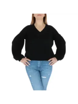 Schwarzes Kräusel-Top mit Puffärmeln