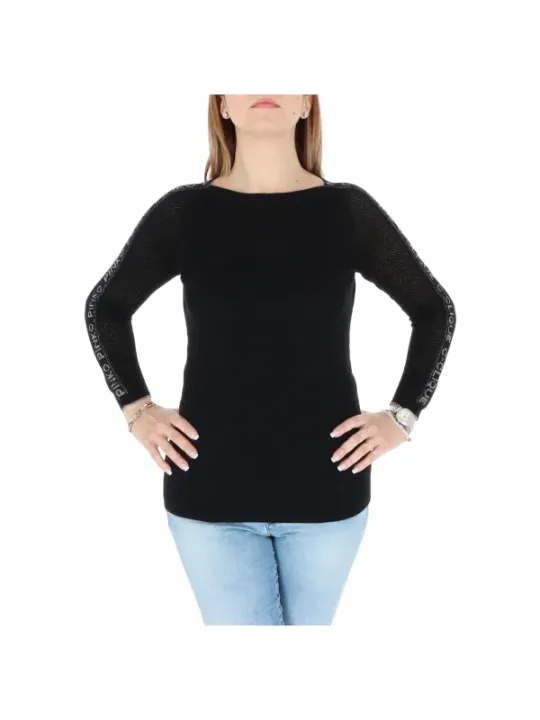 Schwarzer Pinko Strickpullover mit Schriftzug
