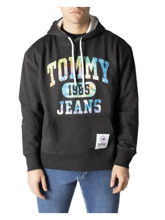 Grauer Tommy Jeans Kapuzenpullover Logo