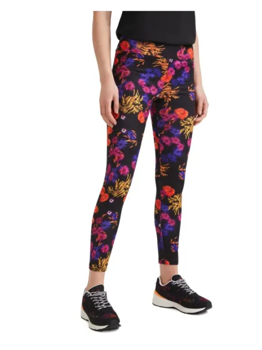 Desigual bunte Blumen Leggings schwarz