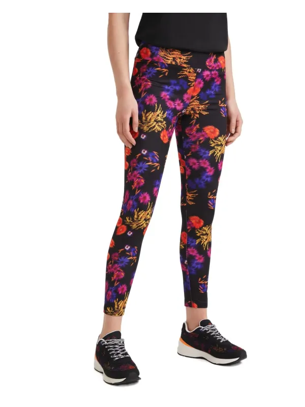 Desigual bunte Blumen Leggings schwarz