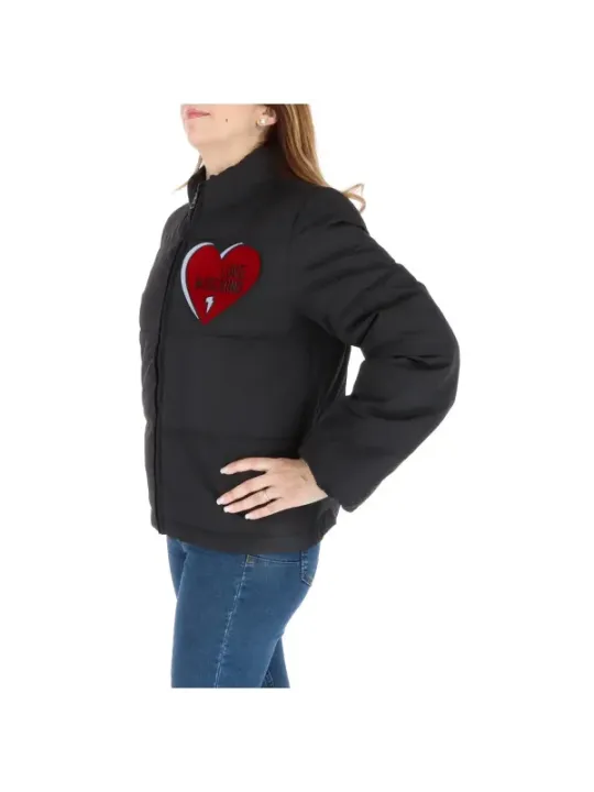 Schwarze Moschino Herz-Pufferjacke