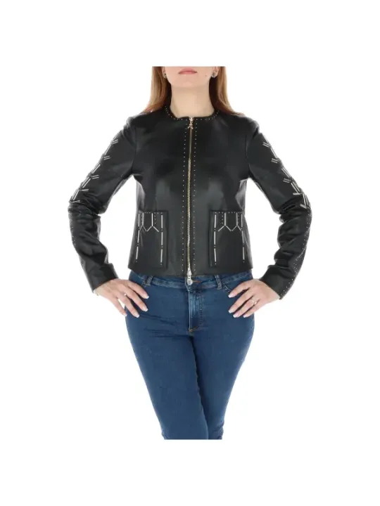 Schwarze Lederjacke Patrizia Pepe
