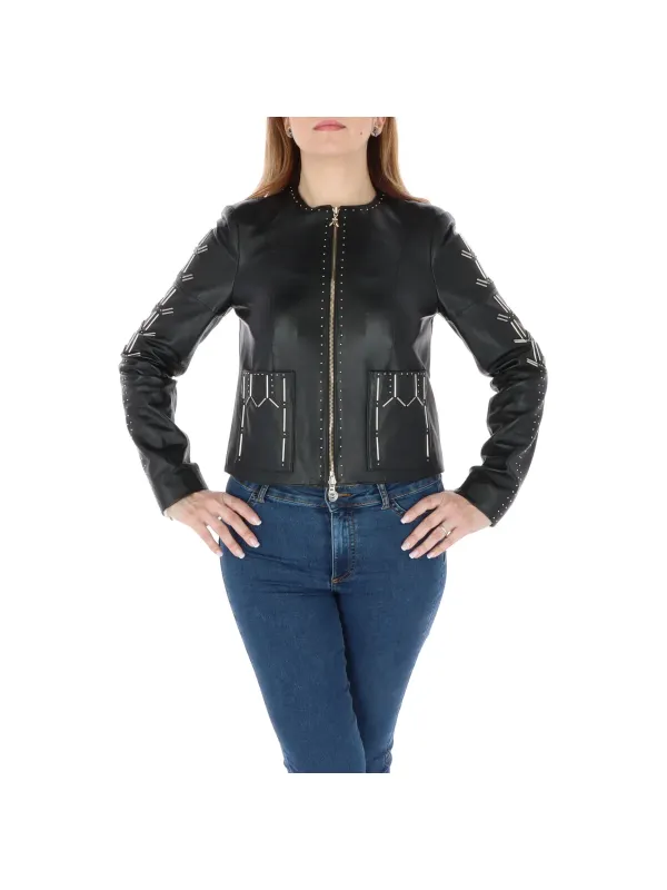 Schwarze Lederjacke Patrizia Pepe