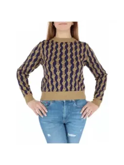 Marineblauer Pullover mit goldenen Details