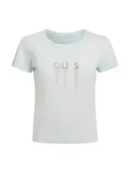 Weißes T-Shirt mit Metallic-Schriftzug